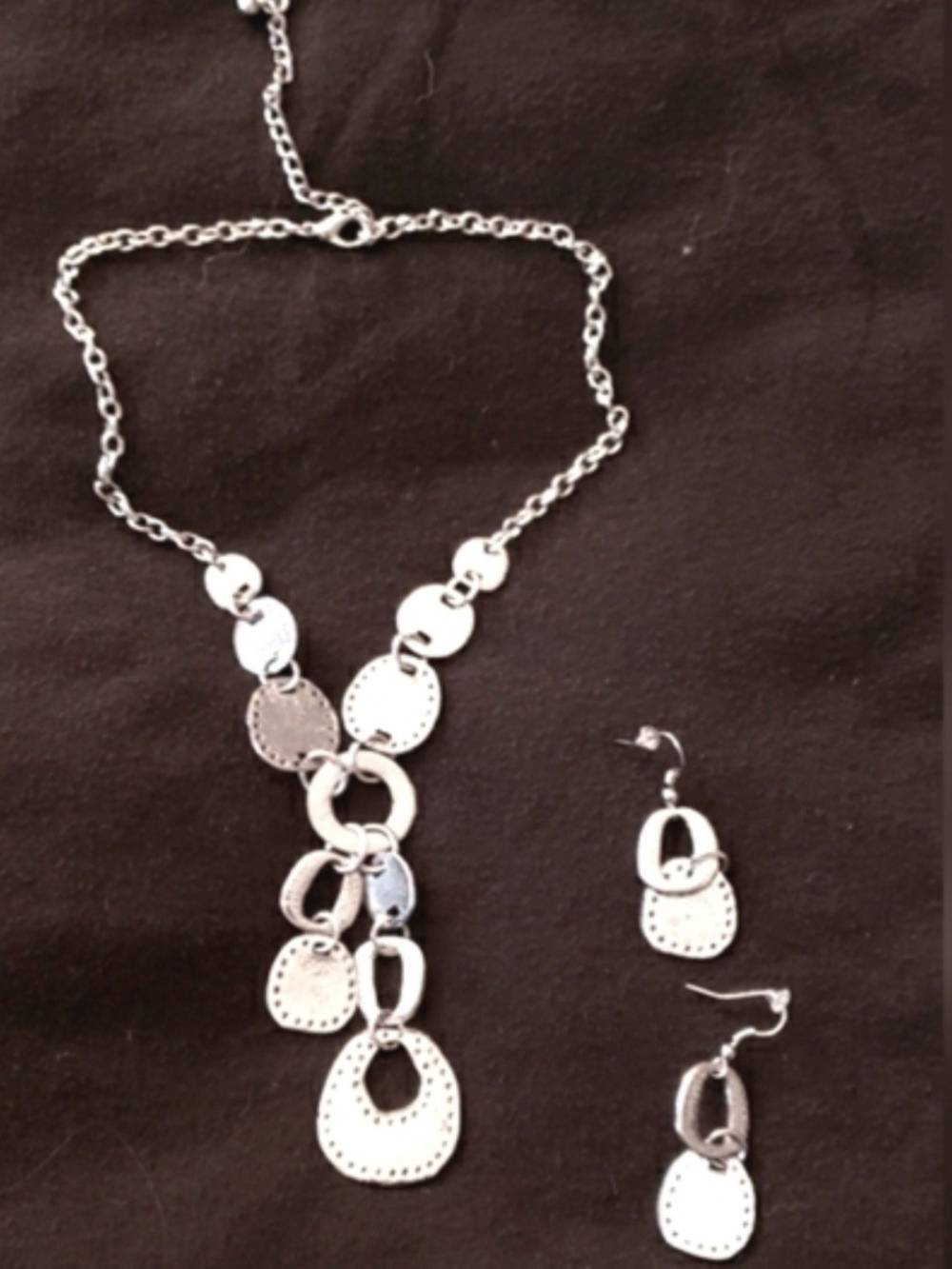 Silver-Tone Dangle Necklace & Earrings Set - Women's Jewelry